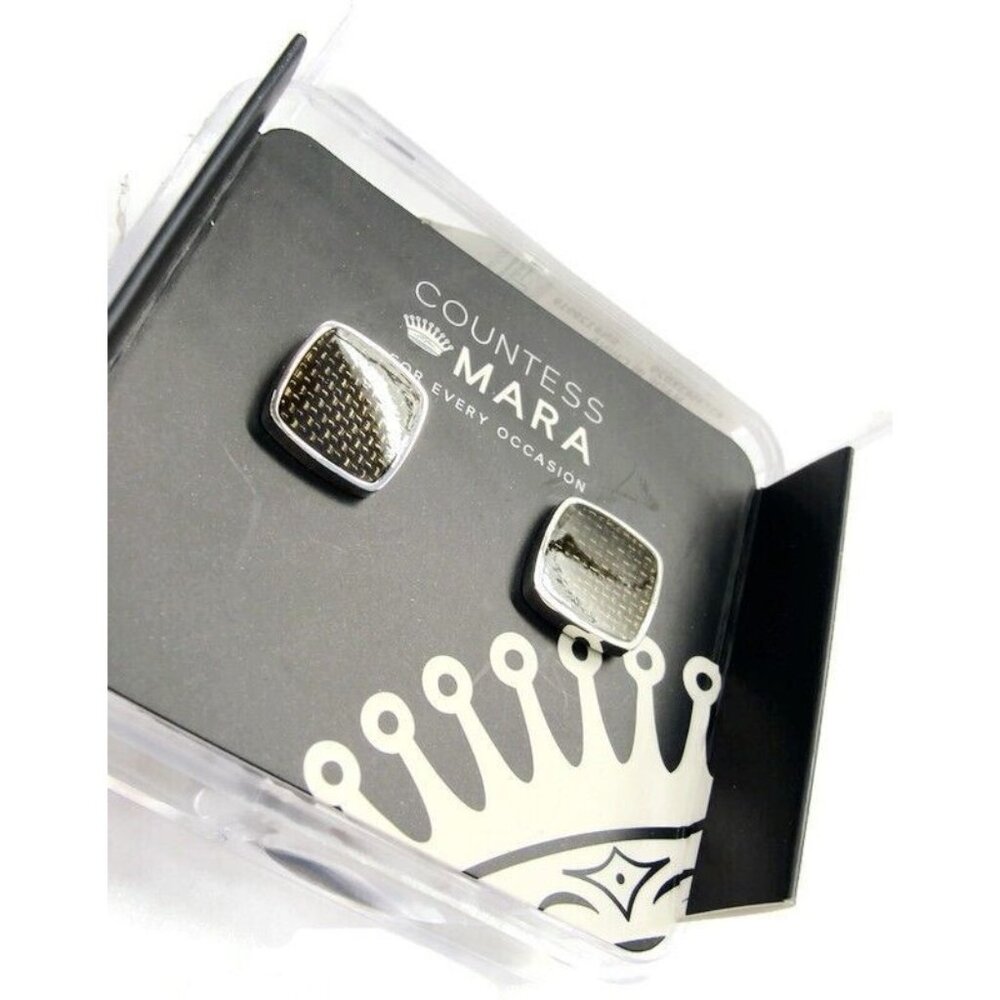 Countess Mara Square Cufflinks Silver Tone Tux Wedding Formal IOB